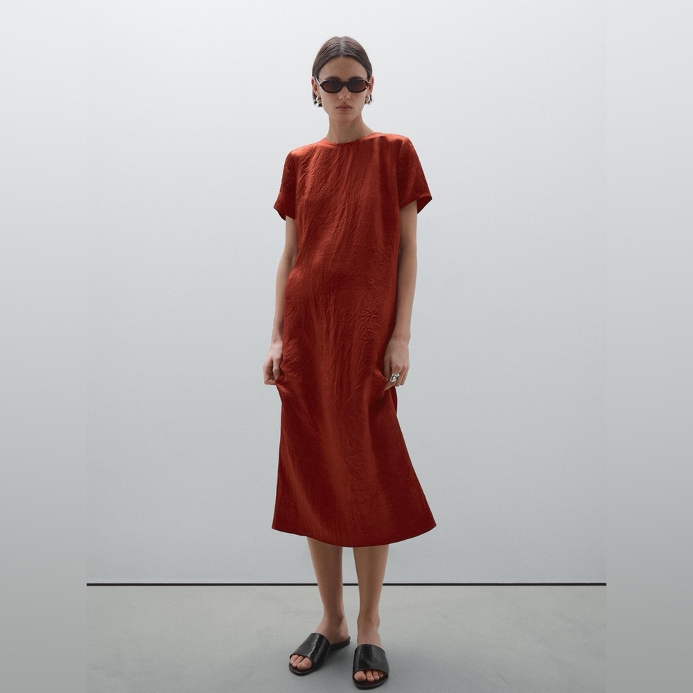 Massimo Dutti Flowing Satin Midi Dress Size 4 NWT
